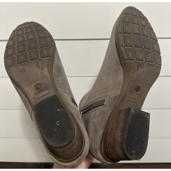 Blondo Womens Suede Taupe Booties Size‎ 9M Side Zip Waterproof Stack Block Heel - Picture 14 of 14